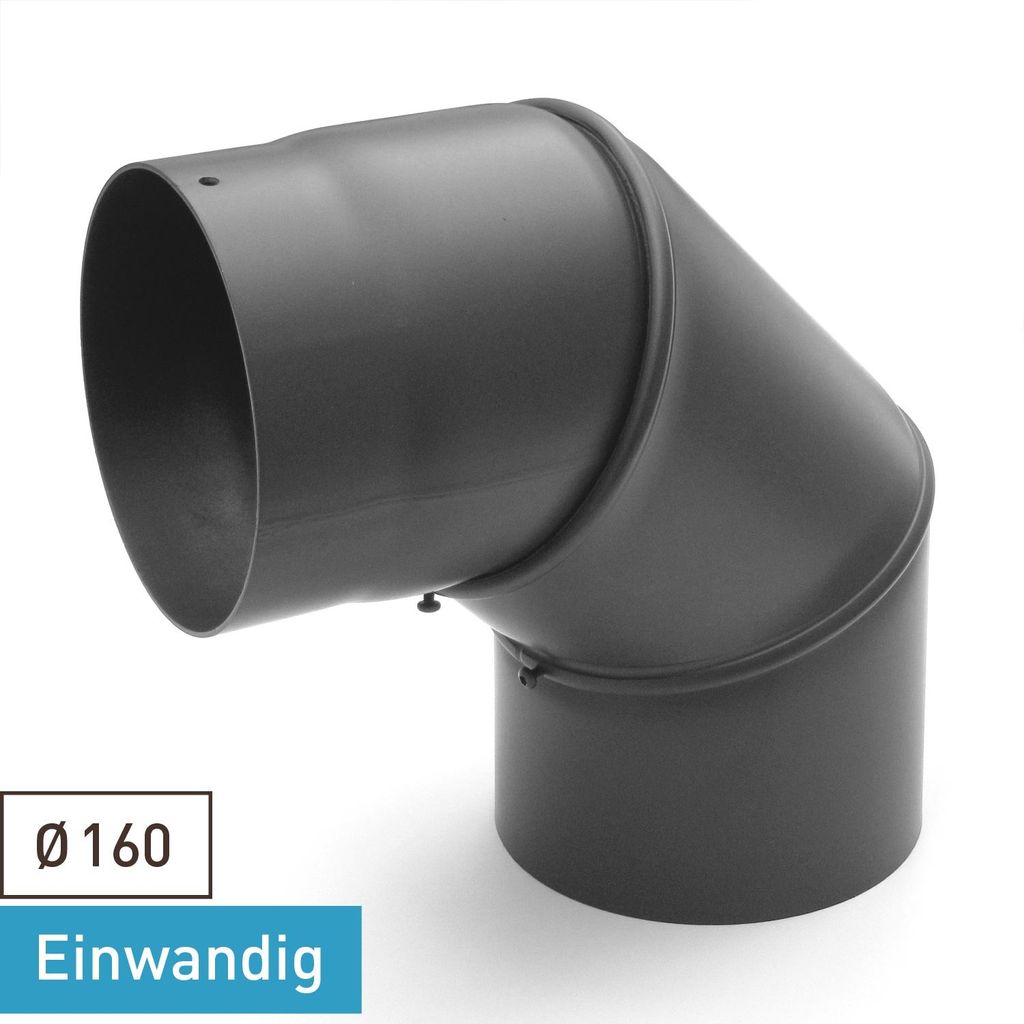 Raik Basic Rauchrohrbogen 160mm gussgrau 0–90° ohne Tür für Rauchrohr / Ofenrohr