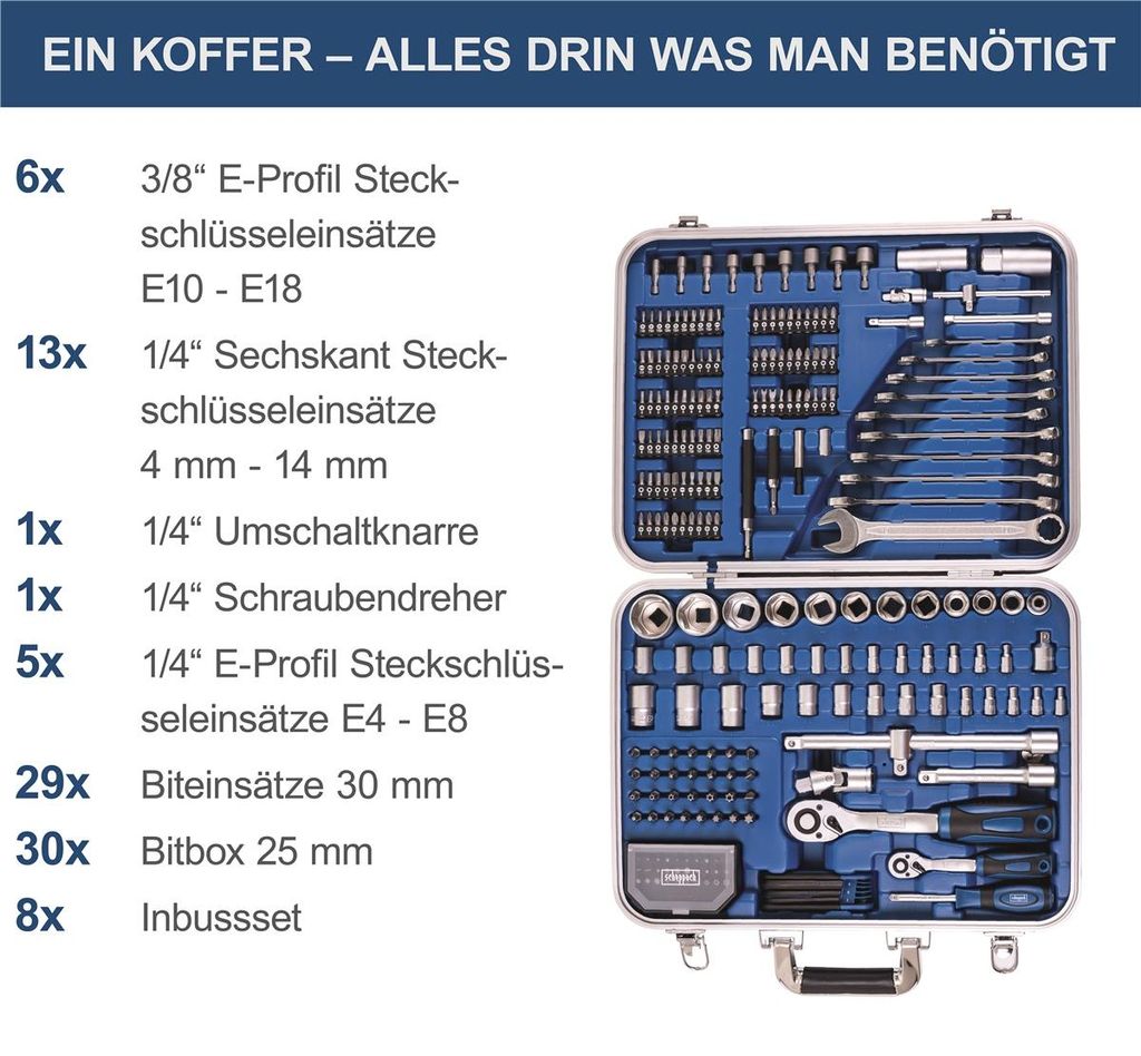 Scheppach TB150 Mallette à outils en aluminium remplie 101