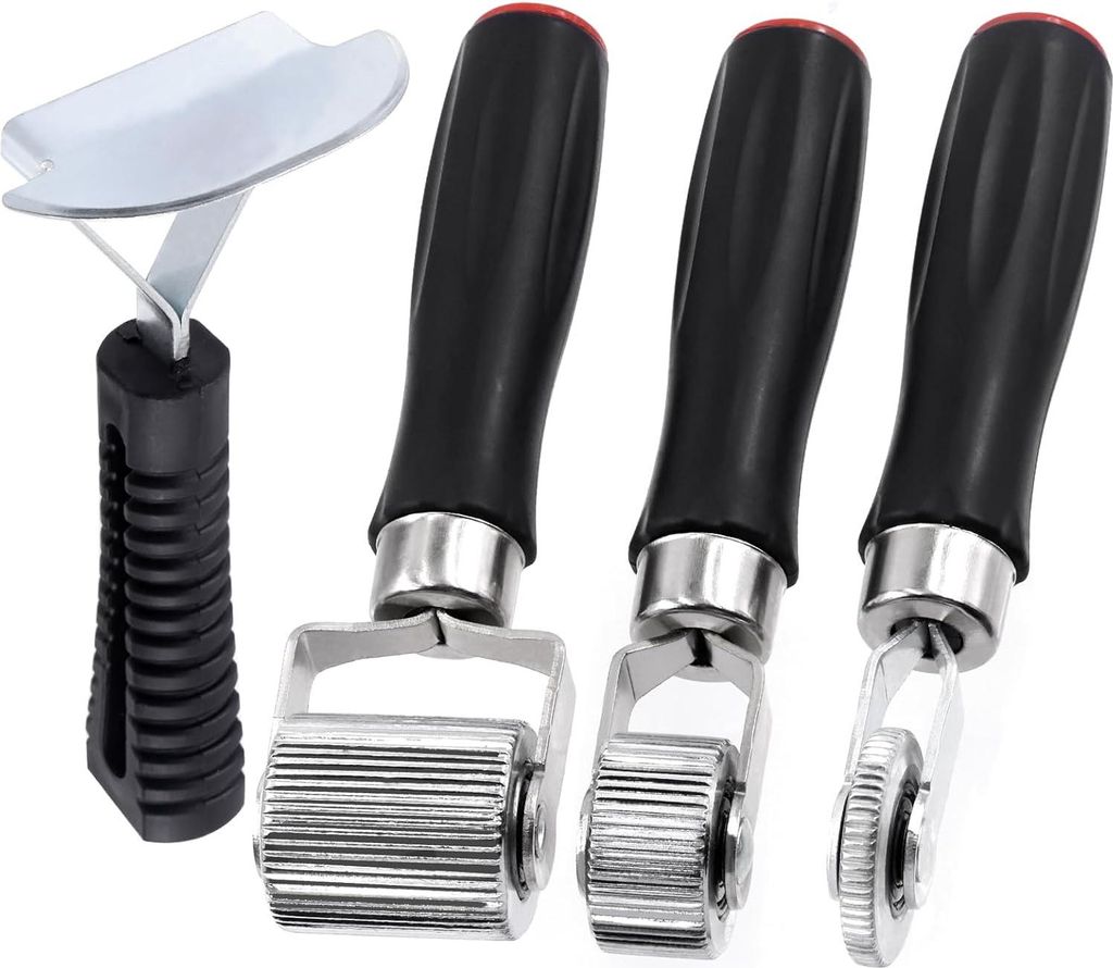 4 Stück Auto-Schalldämmungsrolle - 6mm 20mm 40mm Metall-Installationswerkzeug - Anwendungsradrolle Nahtrolle - Schallisolierungs-Metallsets mit S...