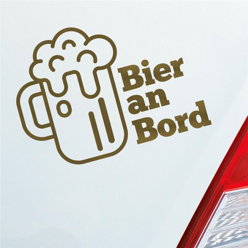 Auto Aufkleber Bier an Bord Beer Saufen Party feiern 13x10 cm Gold Sticker Heckscheibenaufkleber