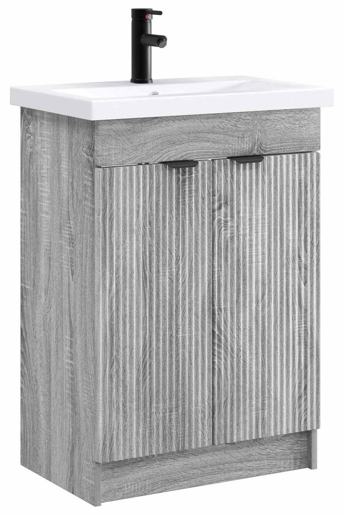 vidaXL Badezimmermöbel-Set Grau Sonoma 78,5 x 37,5 x 81 cm