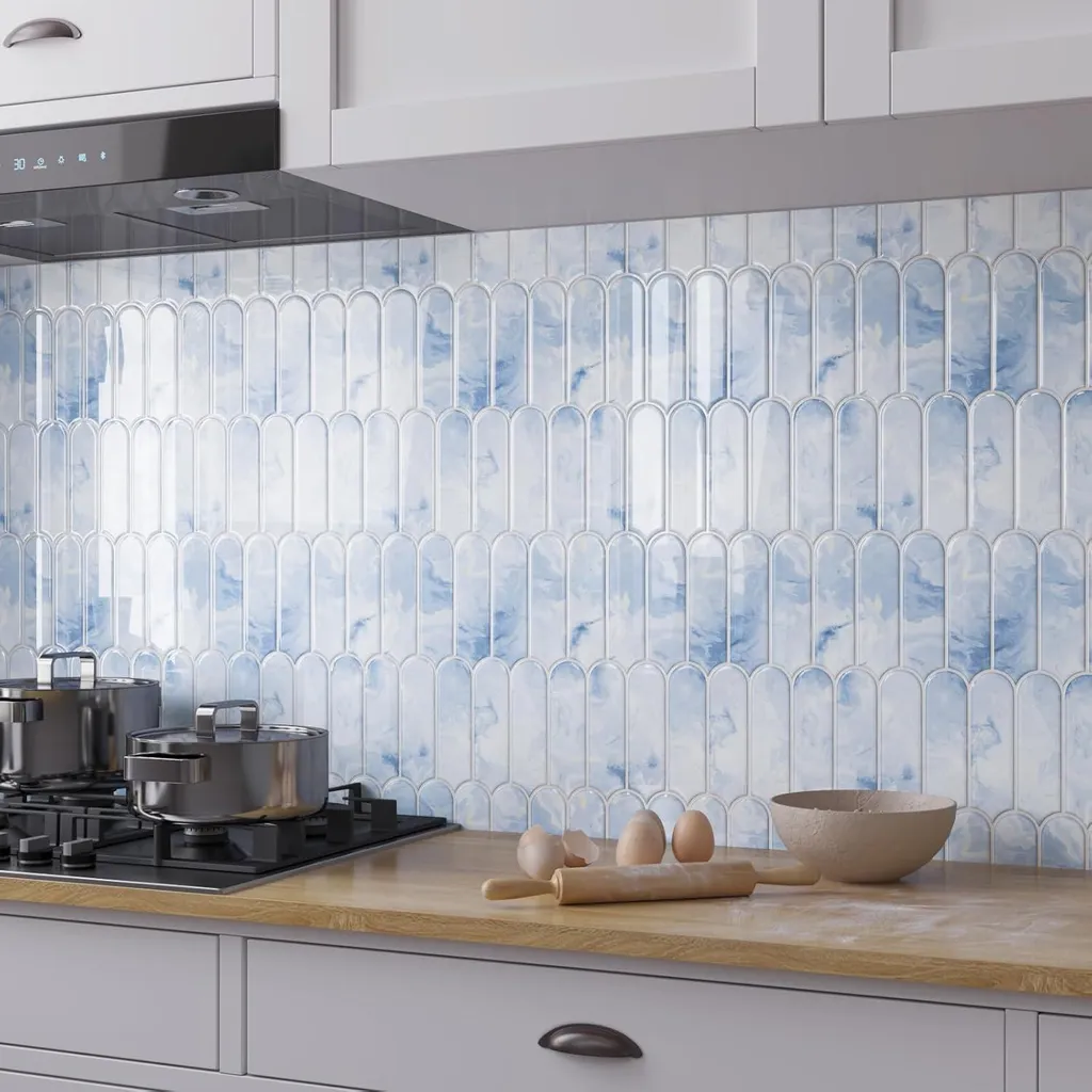 Pannelli Adesivi 3D Blu per Cucina e Bagno - 20 Pezzi 30,5x30,5 cm - 2