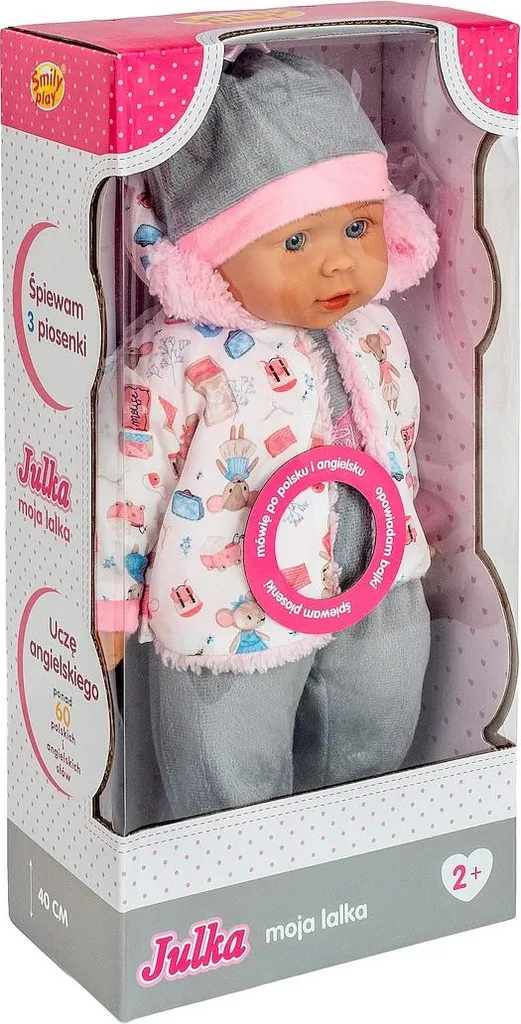 Poupée Julka 40 cm Smily Play : Jouet d'éveil pour apprendre à mimer