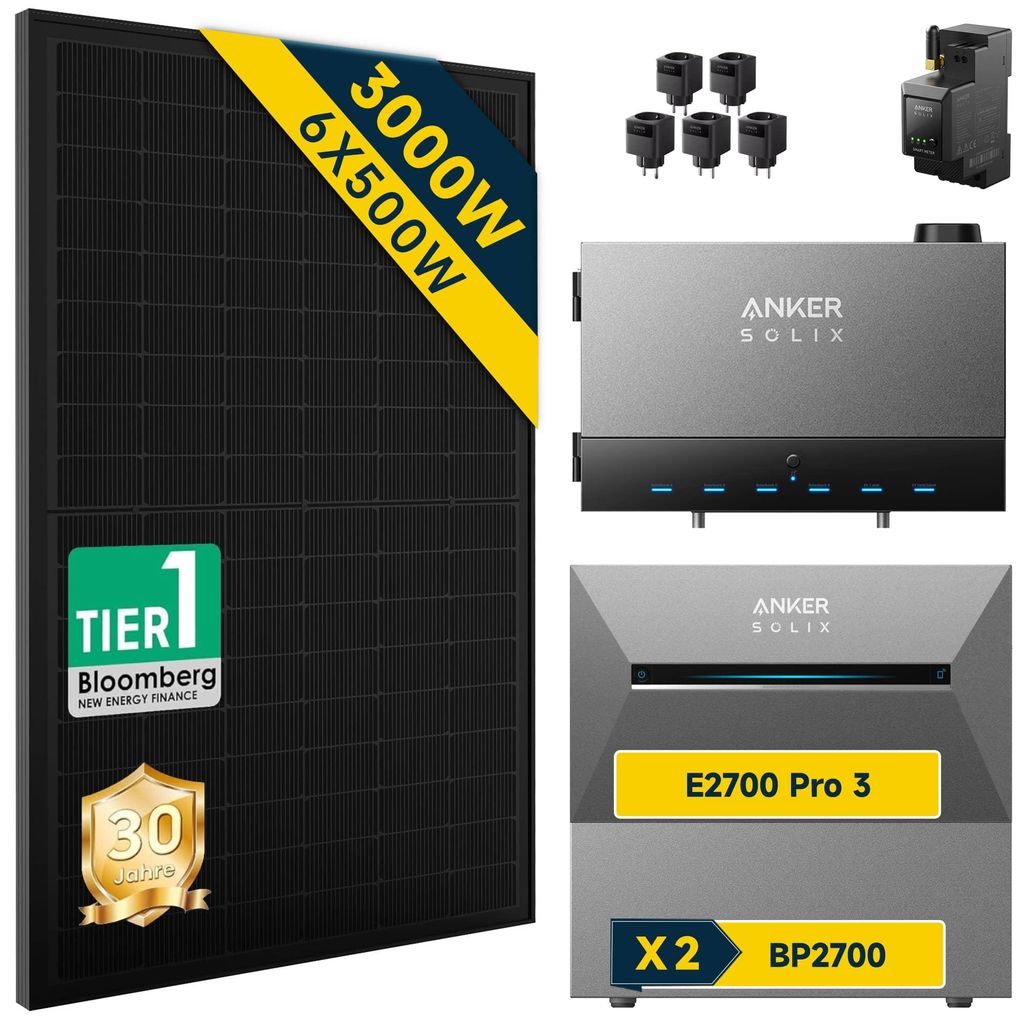 Anker Solix Power Dock Balkonkraftwerk 3000W mit Speicher – inkl. anker solix Solarbank 3 E2700 Pro & BP2700X2