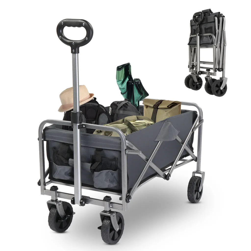 FCH Bollerwagen Faltbar Gris - Chariot Pliable 100kg, Roues 360°