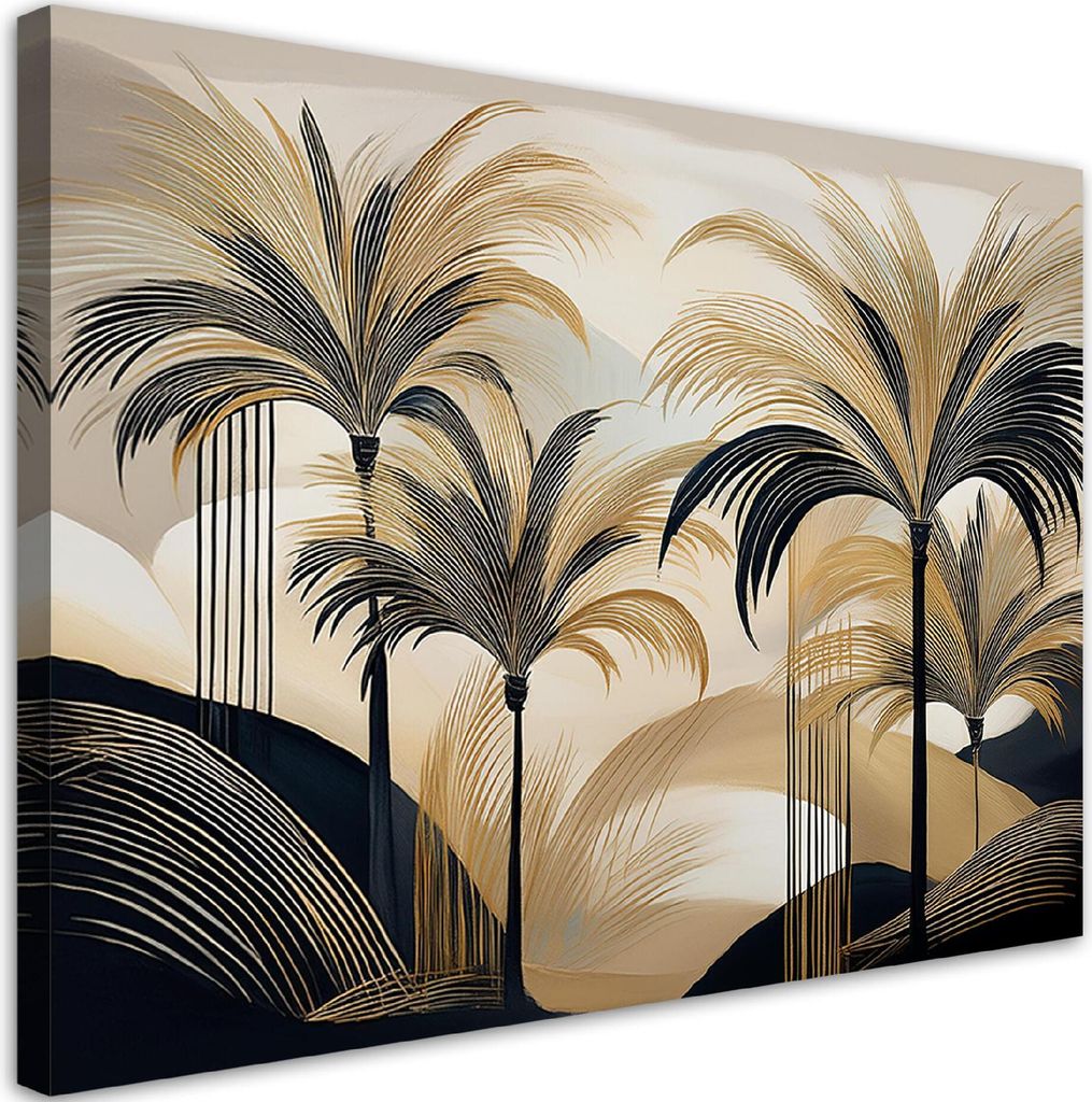 Leinwandbild Palmen Dschungel Natur 100x70 Feeby Beige bild für die wand bereit zum aufhängen