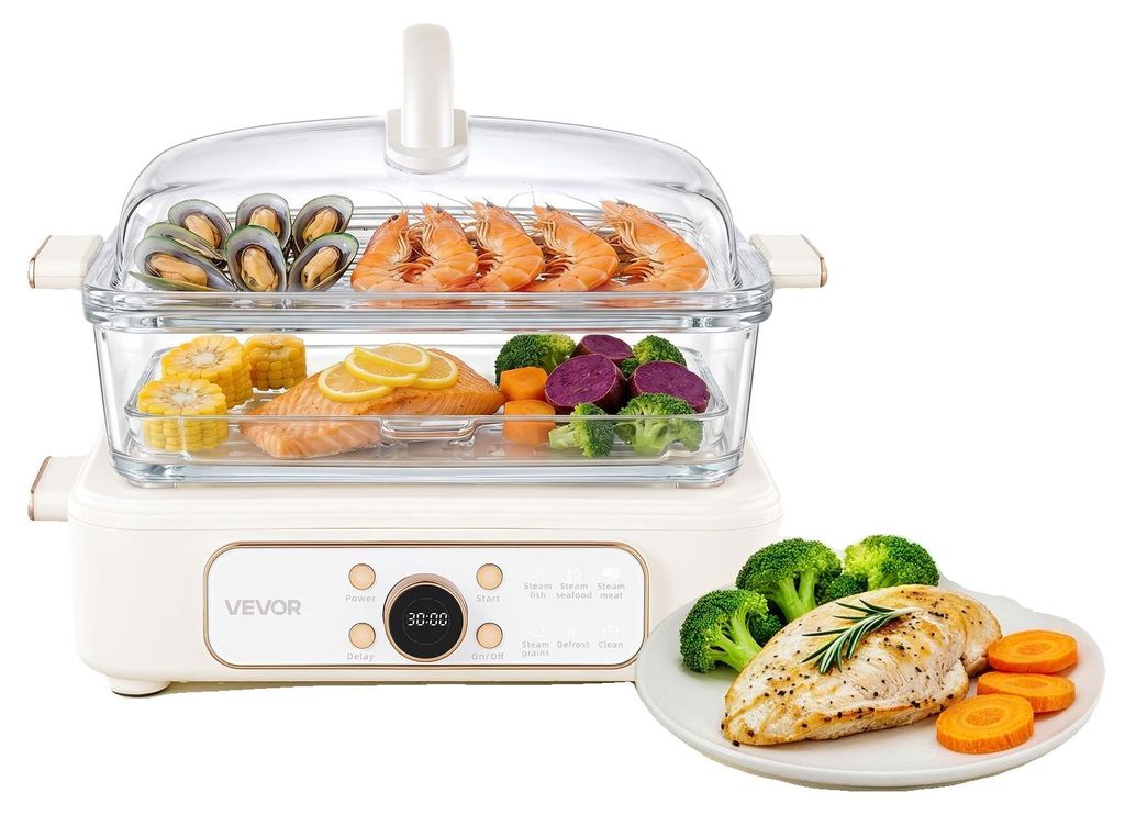 VEVOR Elektrische stoomoven, 6 liter, met 2 stoomplanken, Productafbeelding 