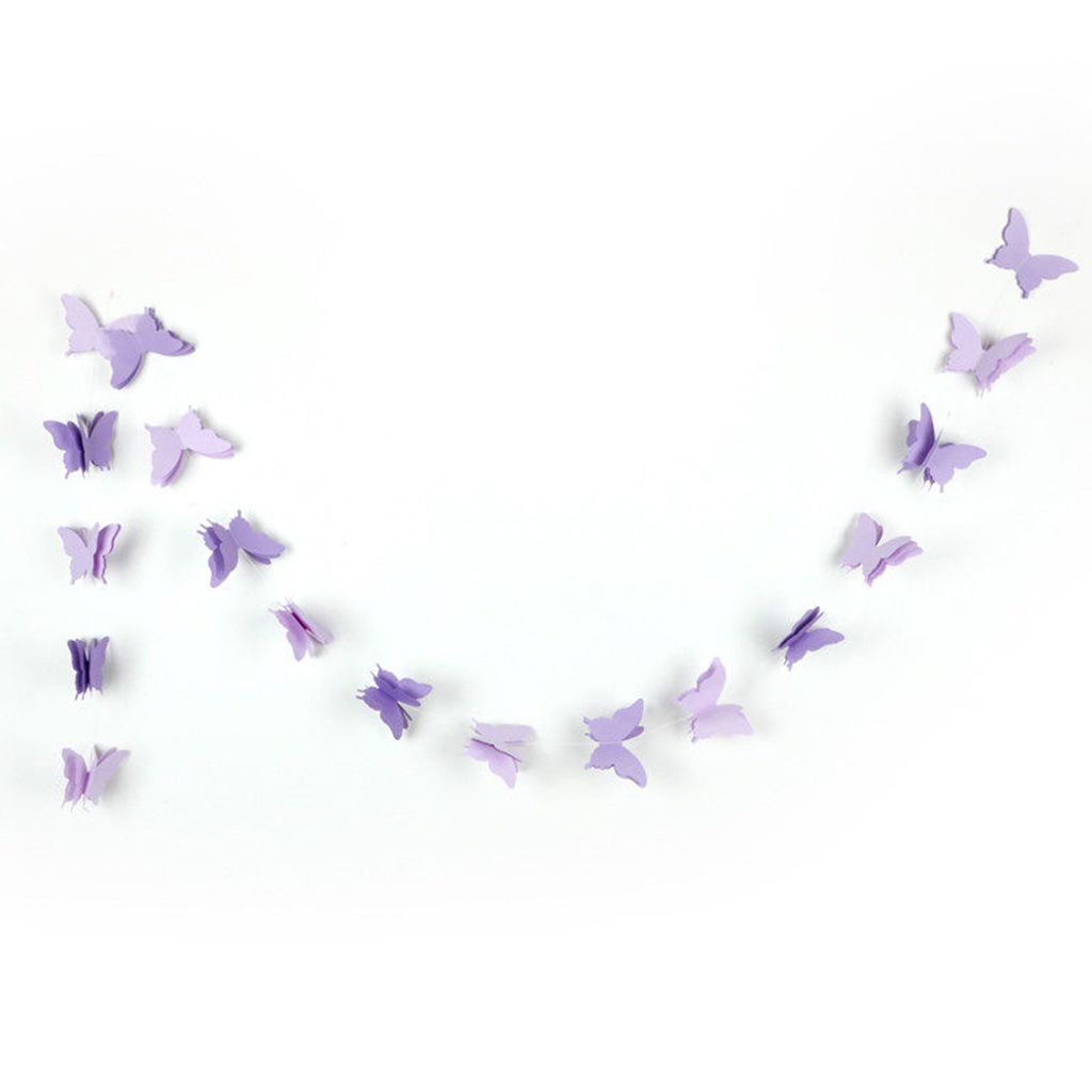 3D Butterfly Paper Garland Hochzeit Geburtstagsfeier Hängende Banner Kinderzimmer Dekoration-Lila