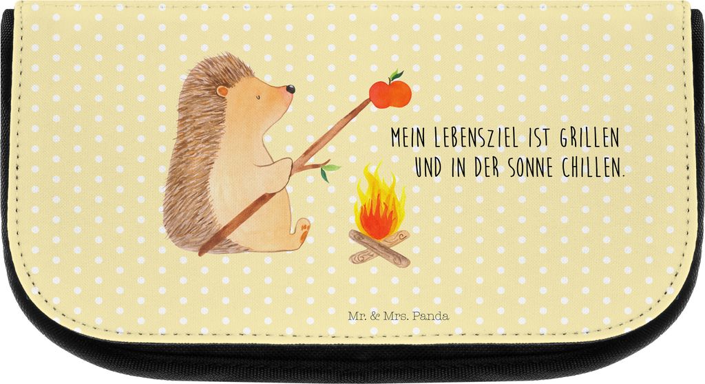 Mr. & Mrs. Panda Kulturbeutel Igel Grillen - Gelb Pastell - Geschenk, Motivation, Lustige Sprüche, Organizer, kulturtäschchen, Spruch, Ziele, sch...