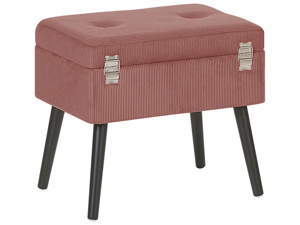 Table basse coffre rose en velours avec rangement et design valise rétro - 5