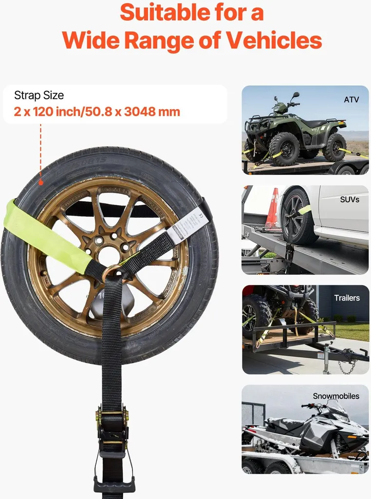 JINGLING Cinghia Di Ancoraggio Per Ruota Posteriore Moto, Universale, Portata 1000kg, Con Gancio