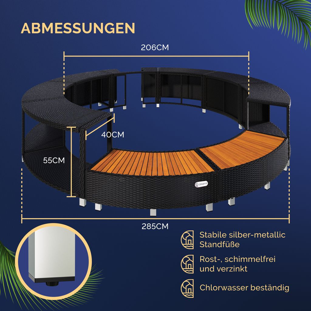 CASARIA® Luxus Whirlpool Verkleidung Polyrattan Innen Ø 206 Produktbild 6