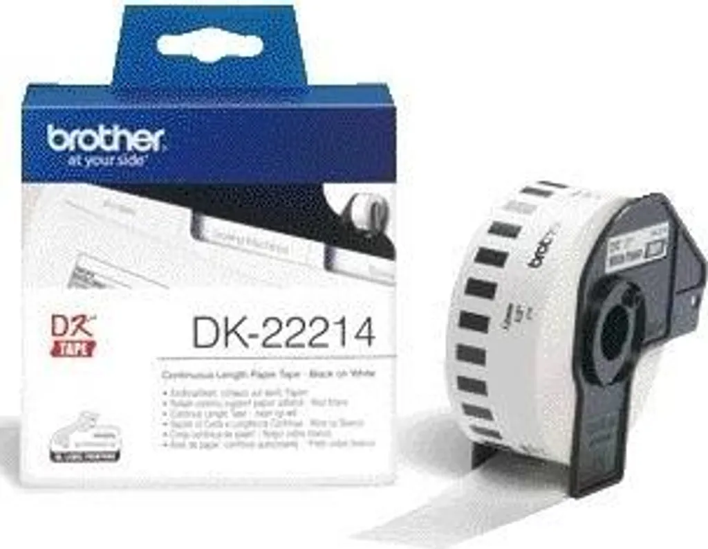 Brother DK-22214 Nastro carta continuo (12 mm), Weiß, DK, 12 mm x 30,48 m