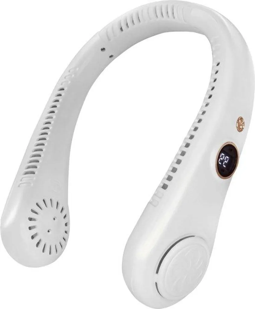 Ventilateur de cou compact blanc à 5 vitesses et recharge Mini-USB