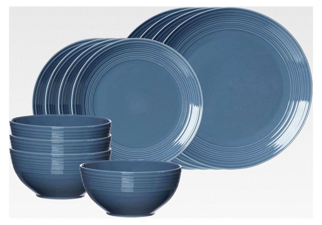 Levi Basic-Set 12-teilig | Müslischalen, Speise- und Dessertteller für 4 Personen | Kombiservice mit feinem Reliefmuster | Spülmaschinen- und Mi...
