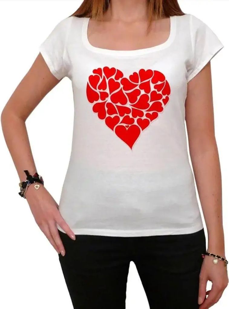 Damen Grafik T-Shirt Herzen zum Valentinstag – Hearts For Valentines Day – Öko-Verantwortlich Vintage Jahrgang Kurzarm Lustige Druck Geburtstag