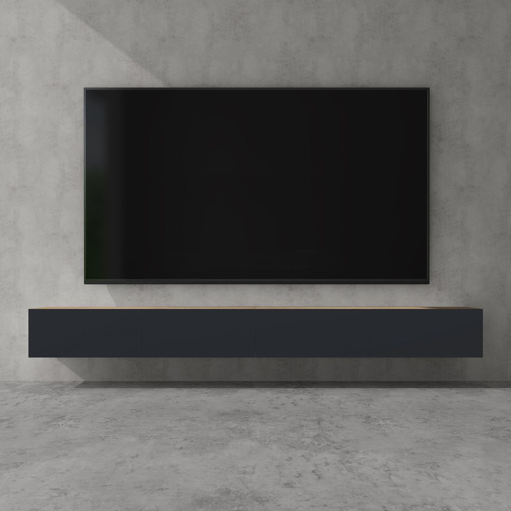 doporro TV Lowboard hängend Fernsehschrank Wohnzimmer | TV-Schrank hängend Fernsehtisch Hängeschrank 280cm Fernsehschrank02