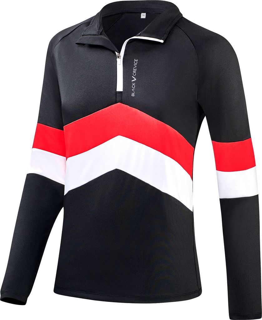 BLACK CREVICE - Damen Funktionsshirt/Skirolli/Midlayer | Farbe: Schwarz/Rot | Größe: 40