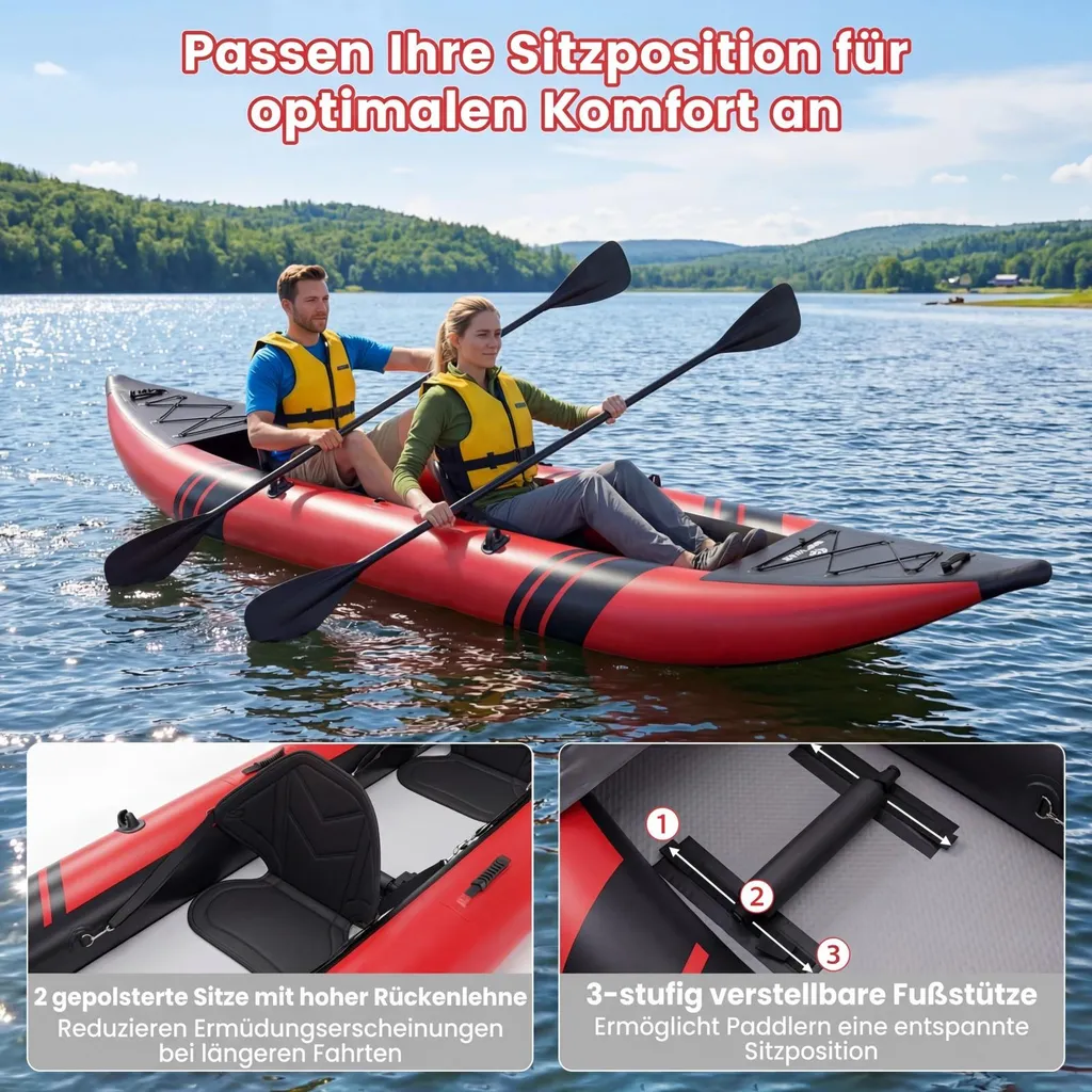 Kayak gonflable robuste et stable pour 2 personnes, pack complet prêt - 6