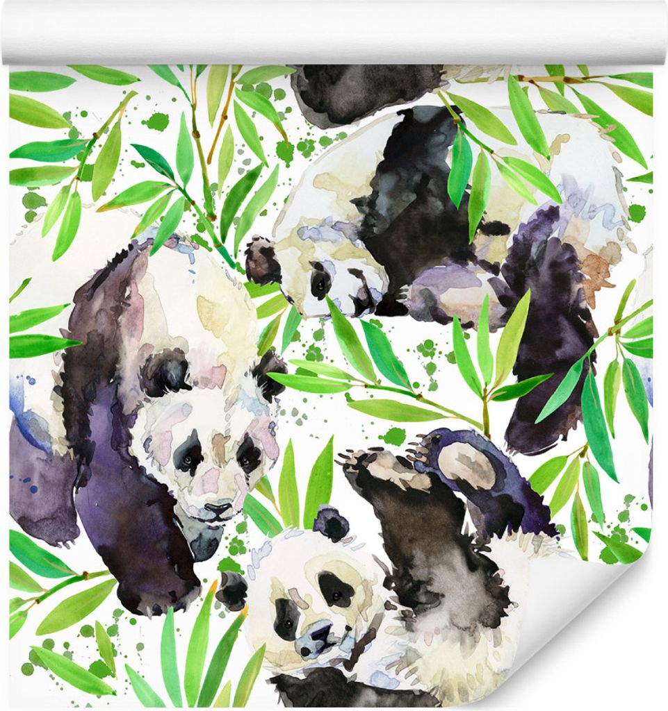 10m VLIES TAPETE Rolle Kinderzimmer Tiere Pandas Pflanzen Aquarell XXL