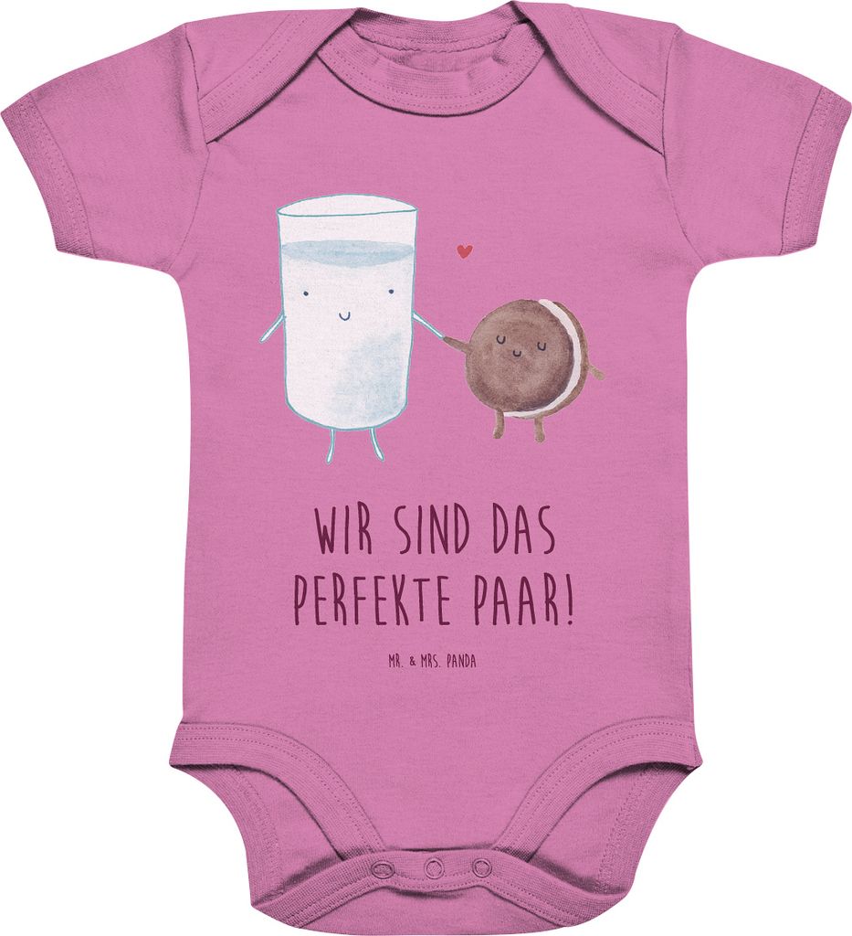 Mr. & Mrs. Panda babykleidung body Milch Keks 1. - 3. Monat - Bubble Gum Pink - Geschenk, Babybody, Babystrampler, Kekse, Lustige Sprüche, Kaffee,...