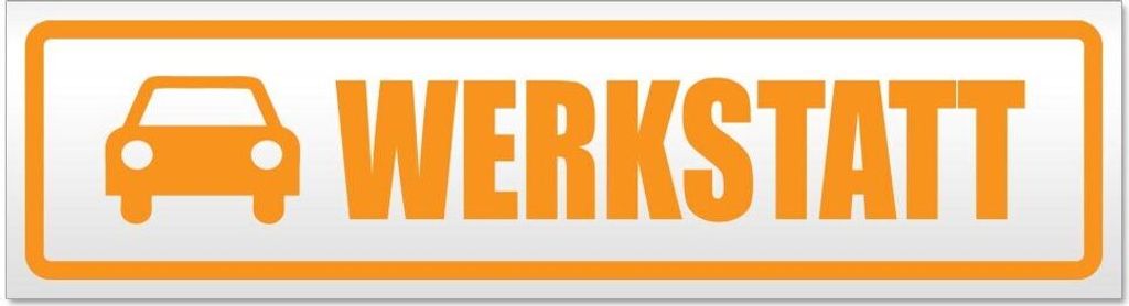 Kiwistar - Autoaufkleber - Orange - 45 x 12 cm - Werkstatt mit Auto - Hinweis Aufkleber Sticker für Auto, Kfz, Fahrrad, PKW, LKW