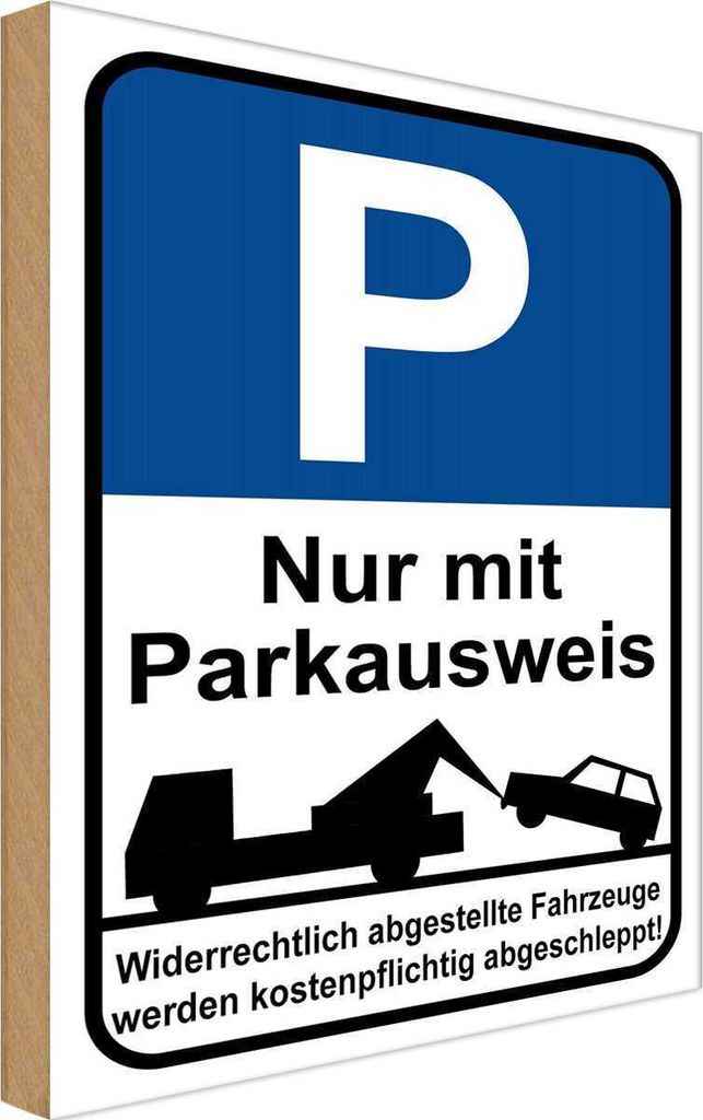 vianmo Holzschild 30x20 cm Parkplatz mit Parkausweis Parkplatzschild