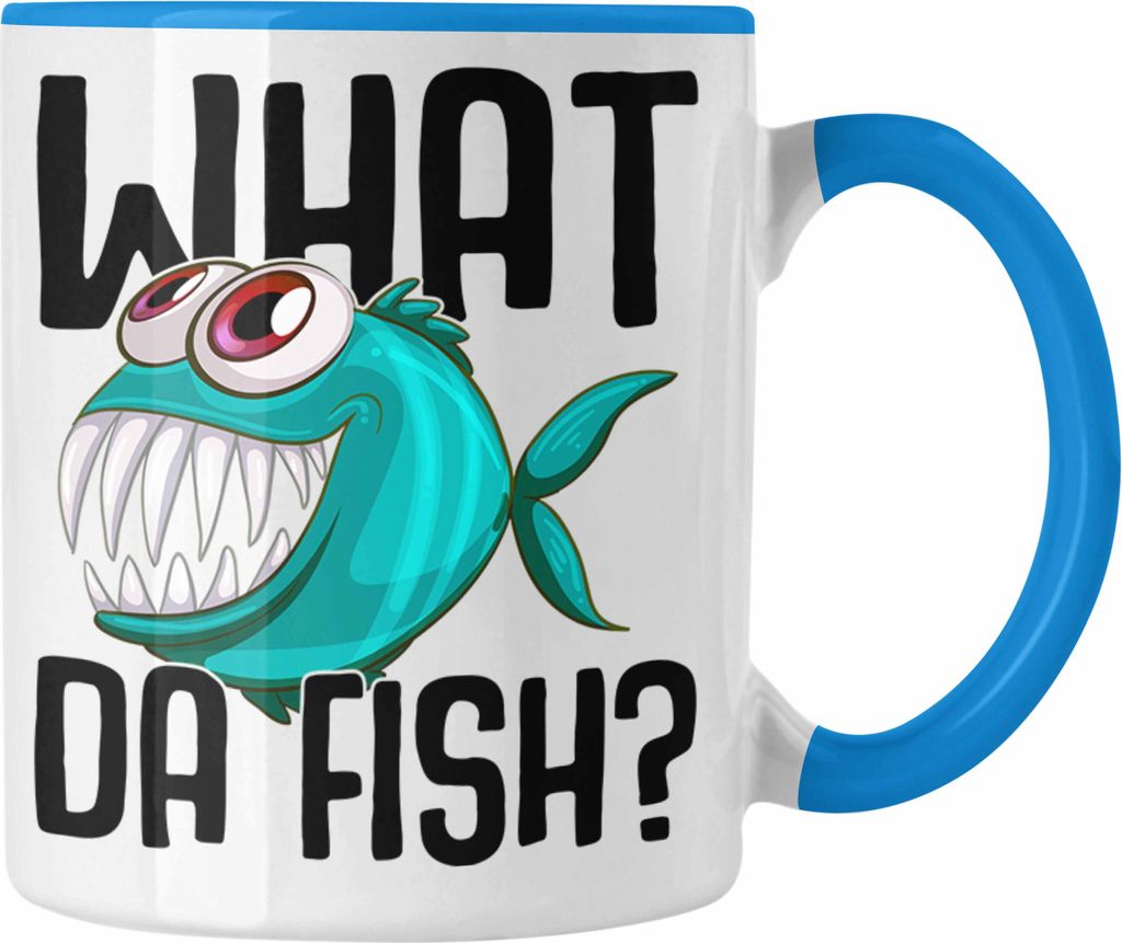 Trendation - Angler Fischer Tasse Geschenk Raubfische Hobbyangler Hecht Forelle Barsch Angeln Kaffeetasse Zubehör (Blau)