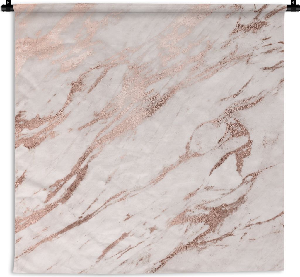 MuchoWow Wandteppich Wandbehang Marmor - Weiß - Rosa 150x150 cm Tapisserie Dekoration Wandtuch - Wohnaccessoires - Modernes