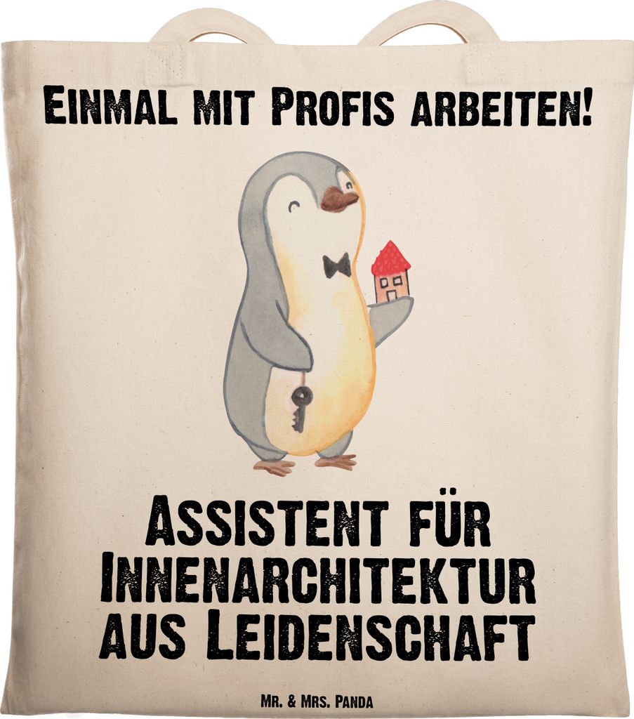 Mr. & Mrs. Panda Tote Bag Assistent für Innenarchitektur Leidenschaft - Transparent - Geschenk, Laptoptasche, Tasche, Shopping, Jutebeutel, Beutel...
