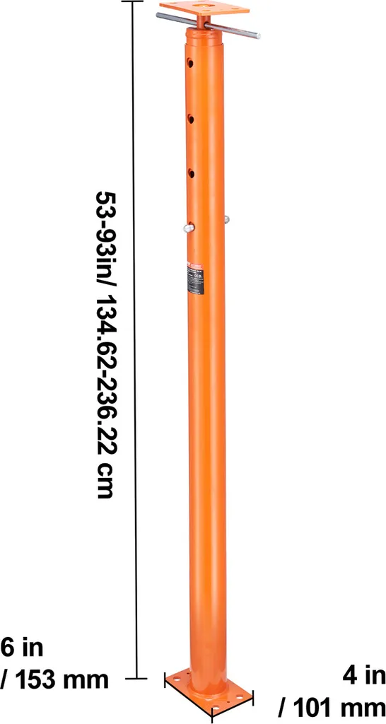 Martinetto carrellato VEVOR, altezza da 135 a 235 cm, portata massima 8.600 kg, trave di sostegno regolabile, asta del martinetto per il livellamento del basamento, supporto di sollevamento in acciaio, montante telescopico del martinetto carrellato - 8