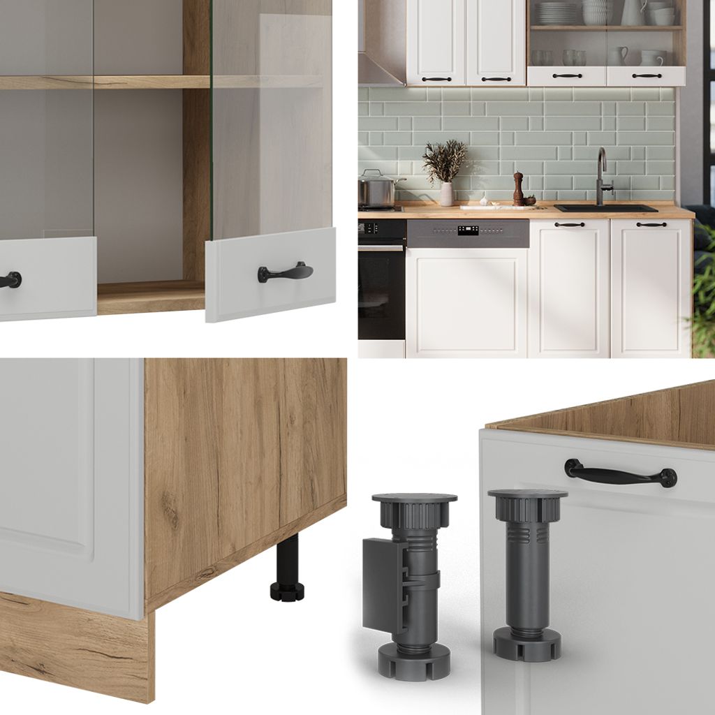Vicco Cuisine R-Line, Artisan chêne/blanc, 350cm avec ... - Leroy Merlin