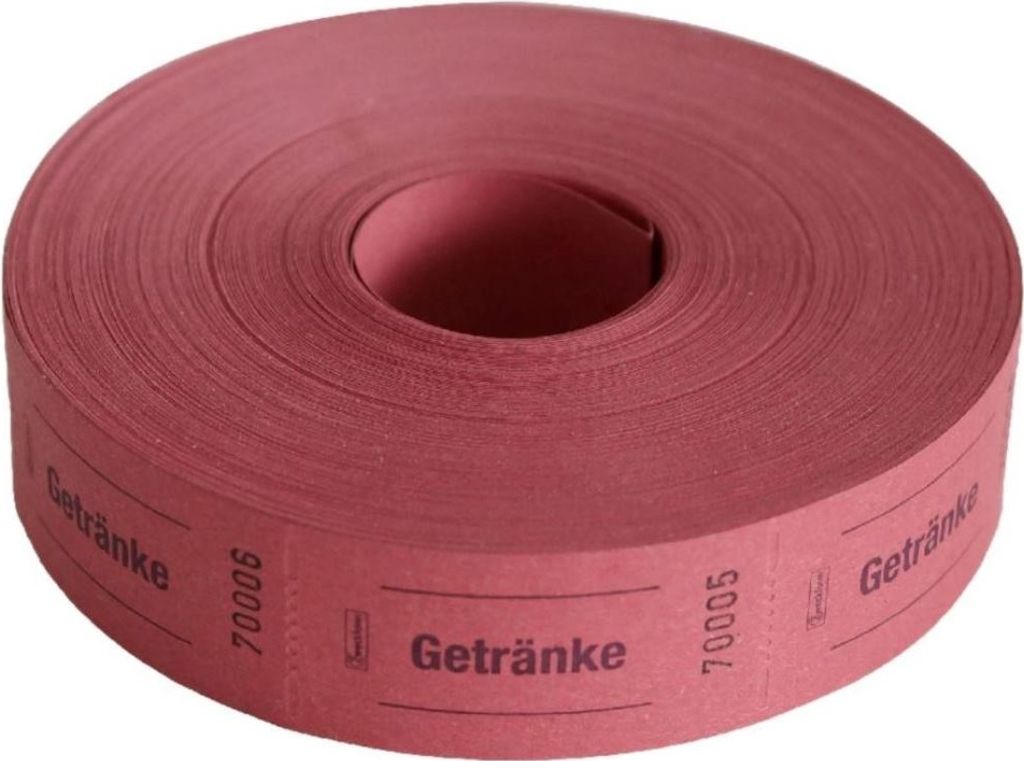 Rolka na nápoje 57x30 mm červená 1000 odtrhávacích štítkov Obrázok produktu 