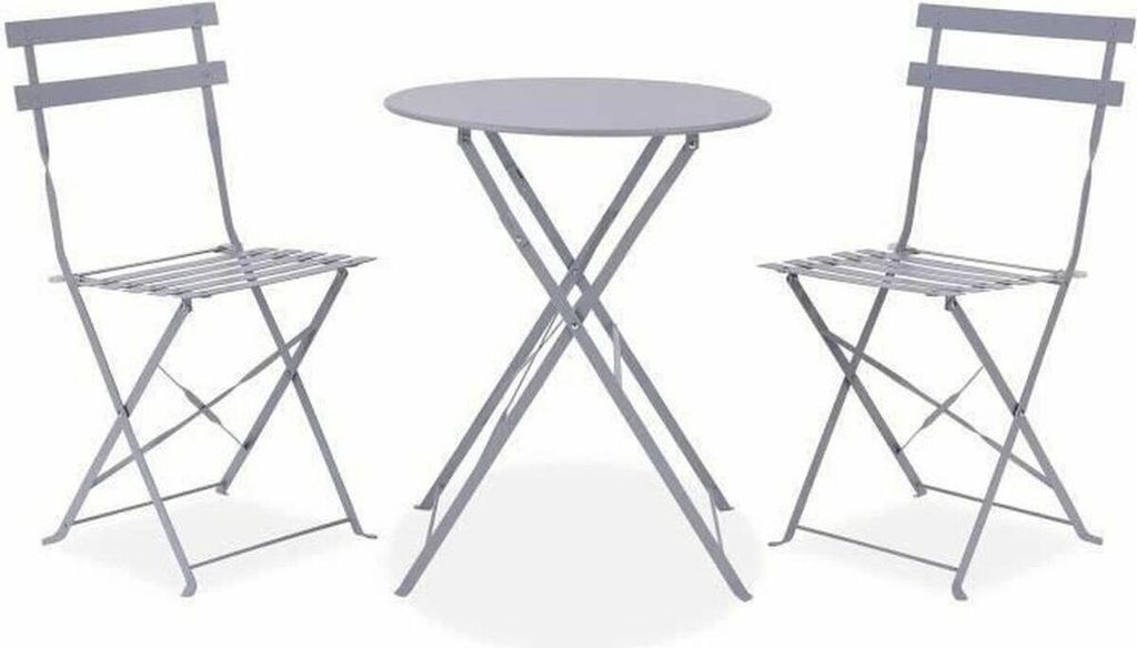 Tischset mit 2 Stühlen Grau