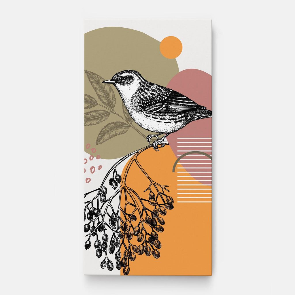 ARTHUB Leinwandbild 40x80 cm, Bird Collage | Wohnzimmerdekoration, Hängende Bilder, Wanddekoration, Heimdekoration, Moderne, Collagen