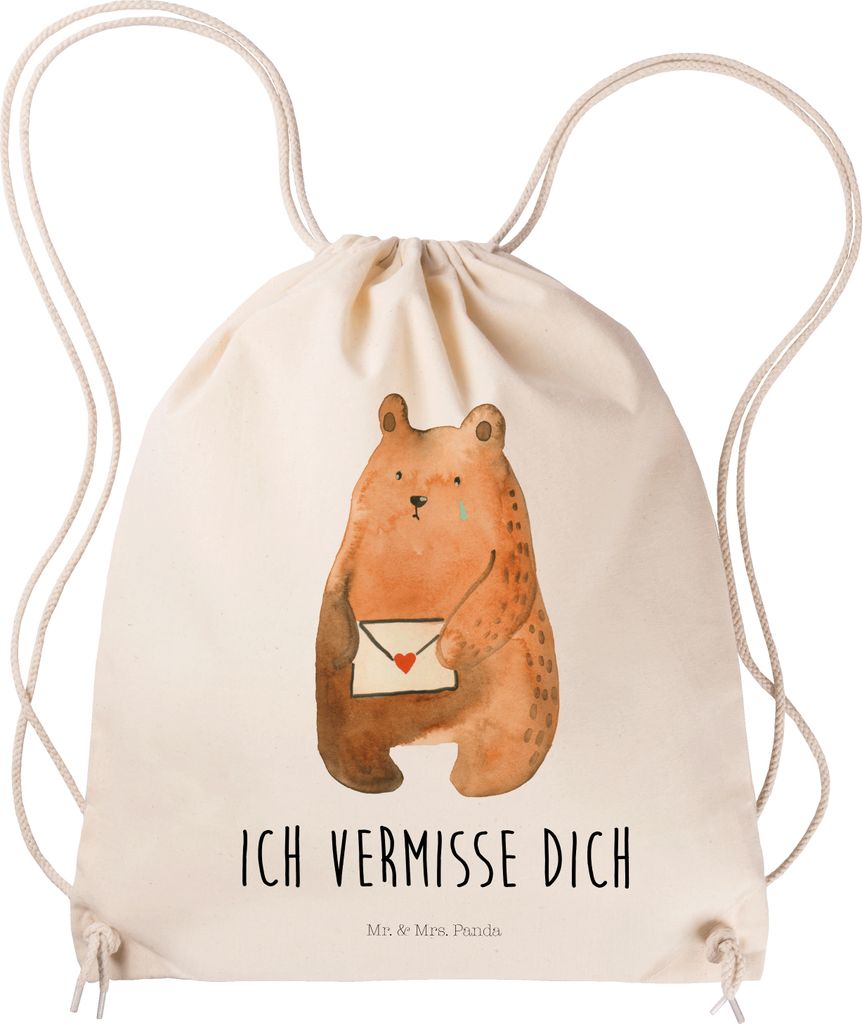 Mr. & Mrs. Panda Stoffbeutel Bär Vermissen - Transparent - Geschenk, Jutebeutel, gymnastiktasche, Beutel Rucksack, Liebeskummer, Reise, Teddy, Sä...