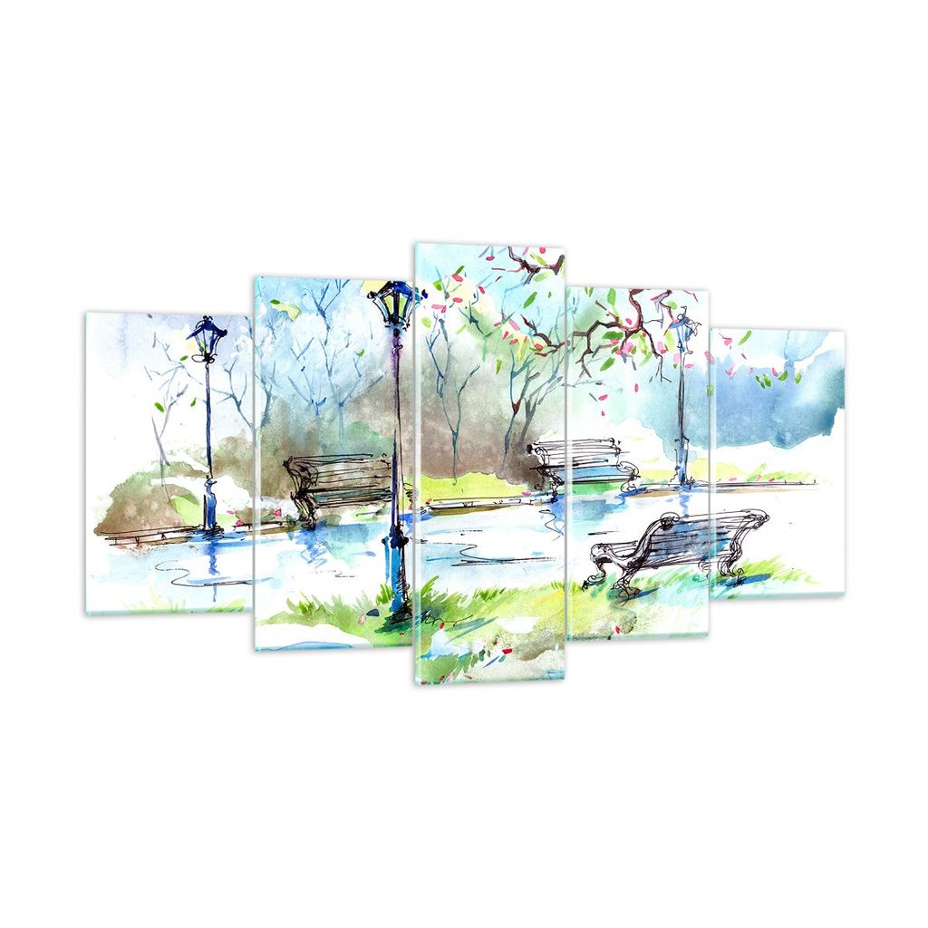 Bilder auf glas - Path urban Park Landschaft - 160x85cm - Glasbilder - Wandbilder - Kunstdruck - zum Aufhängen bereit - Wanddekoration aus Glas - ...