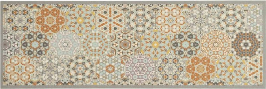 vidaXL Küchenteppich Waschbar Hexagon Pastell 60x180 cm Produktbild 
