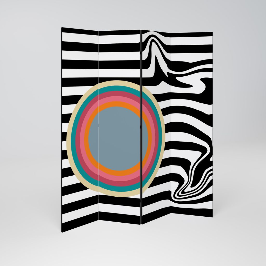 SpaceRebels Paravent Raumteiler - 4-teilig Raumtrenner, Druck 1-Seite - Raumtrenner - Trennwand Wohnung - Room Divider - Spanische Wand Deko Modern...