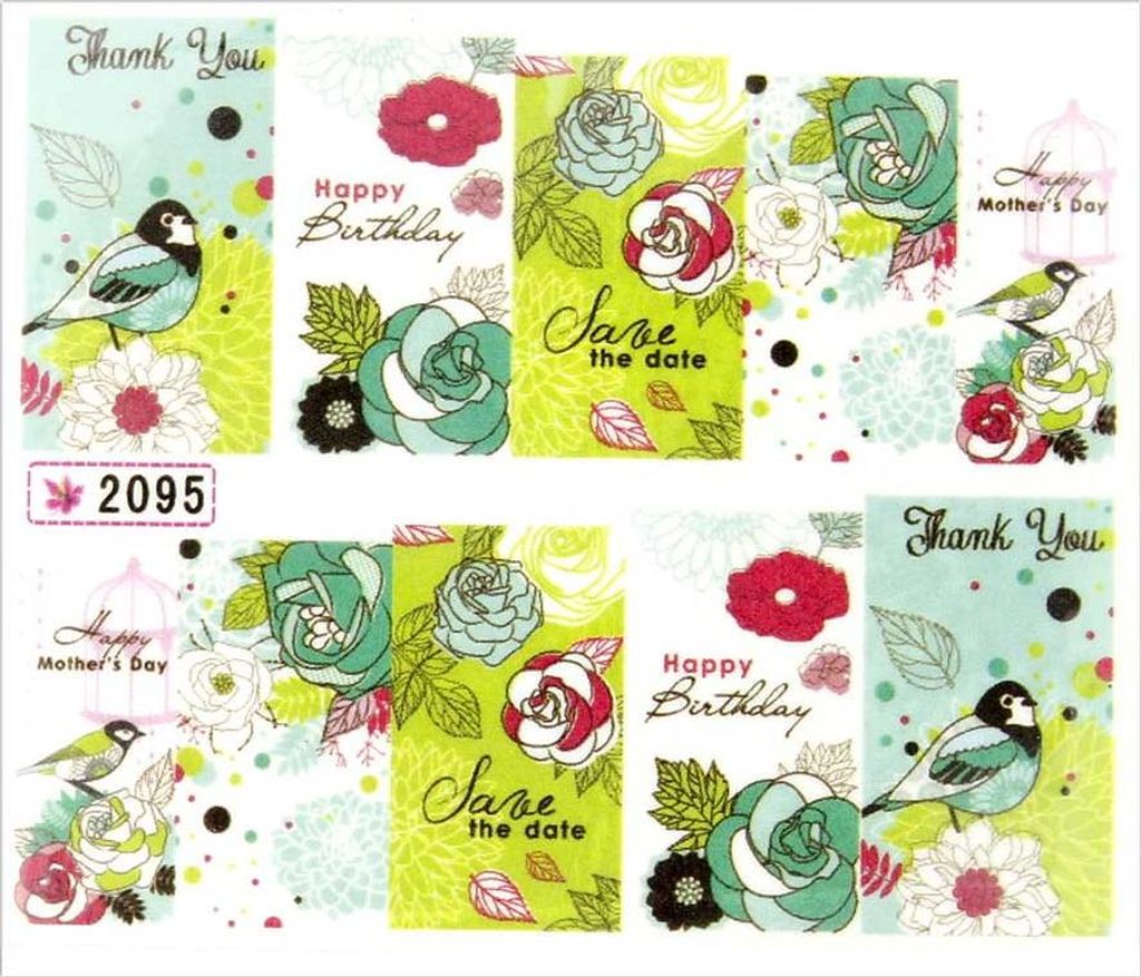 Wasserbasierte Nagelsticker Bogen 6,5 x 5,5 cm für 10 Finger Nr. 2095