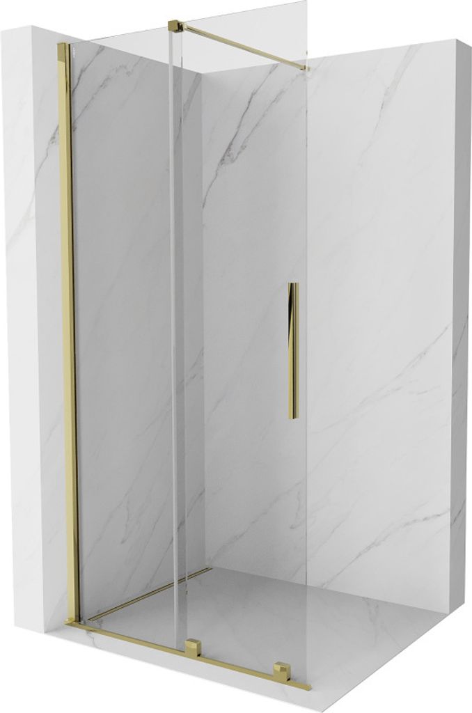 Mexen Velar Dusche Trennwand Walk-in 70 x 200 cm, transparent 8 mm, gold - 871-070-000-03-50