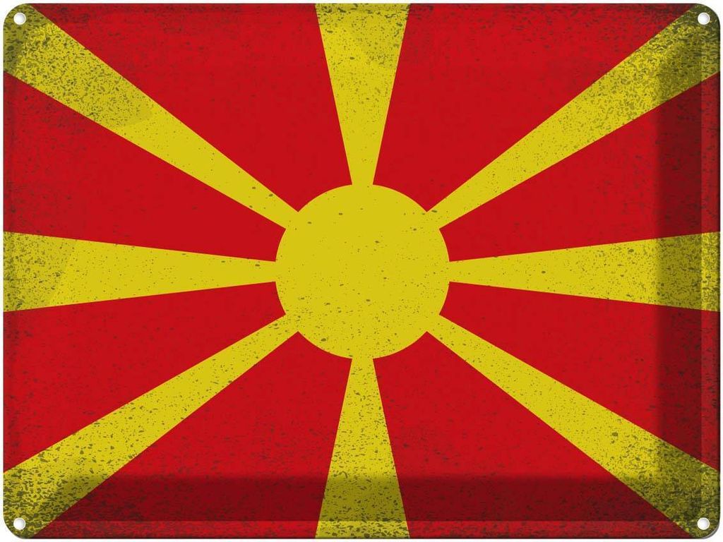 vianmo Blechschild 30x40 cm Mazedonien Macedonia Europa Flagge Fahne Wappen