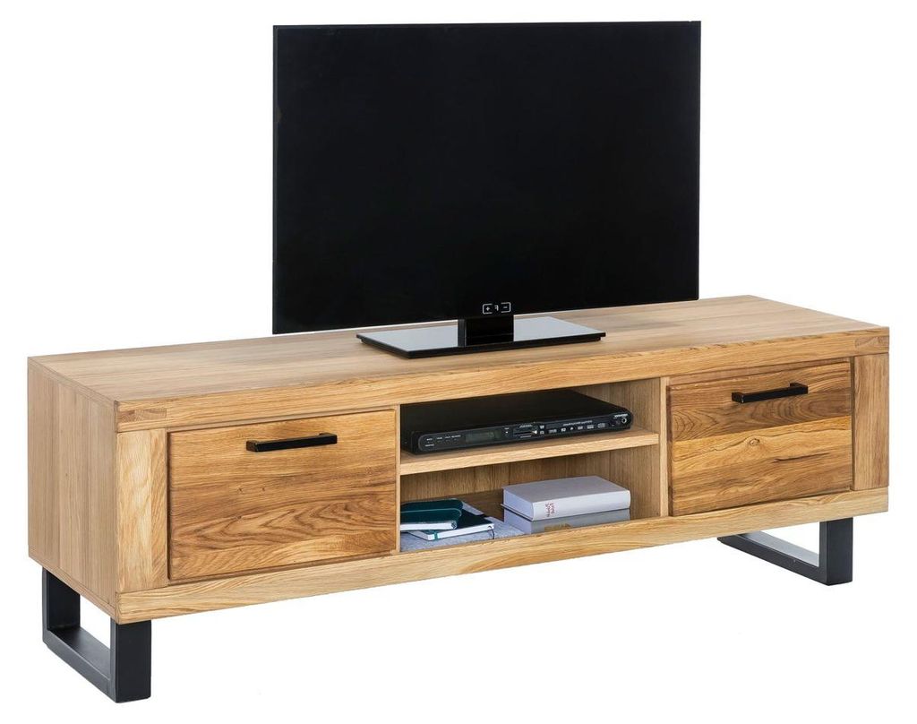 TV-Kommode Lowboard Schrank Türen Wildeiche teilmassiv Produktbild 