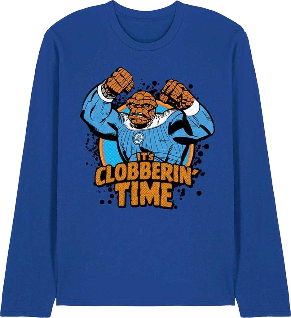 Fantastic Four - "Clobberin ́ Time" T-Shirt für Herren/Damen Uni, Langärmlig TV23750 (L) (Königsblau)