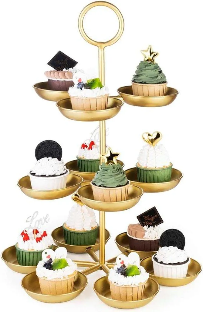 Gain de place buffet : Présentoir 3 étages doré métal pour dessert