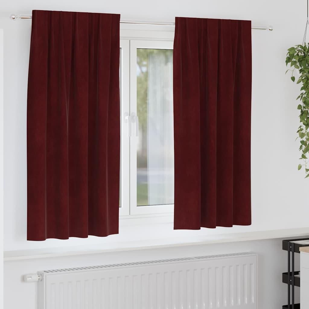 Schlichtes Vorhänge mit Vorhängen 2 pcs Weinrot 140 x 175 cm Samt - Gardinen & Vorhänge DE2617091 1parcel