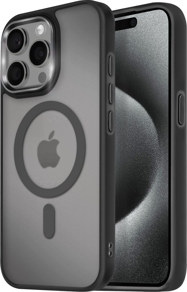 Avizar, MagSafe Hülle für Apple iPhone 15 Pro Max Frost Color, Schwarz