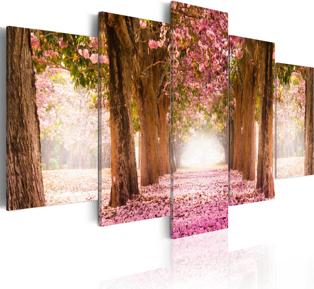 Leinwandbilder 200x100 cm c-A-0039-b-n Vlies Leinwandbild 5 tlg Kunstdruck modern Wandbilder XXL Wanddekoration Design Wand Bild WEG PARK BÄUME BL...