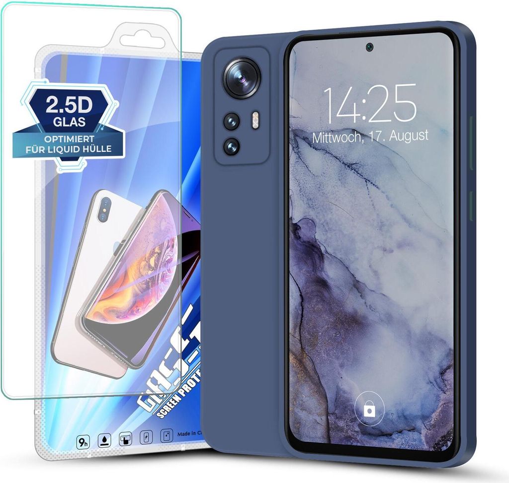 Hülle für Xiaomi 12 / 12X mit 9H Displayglas Displayschutz Plus Case Cover Bumper Silikon Softgrip Schutzhülle Farbe: Lavendelblau