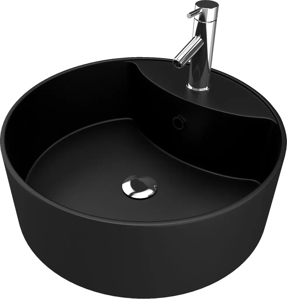 Vasque noire anti-trace ROLL ON DARK : céramique ronde 41 cm sans taches